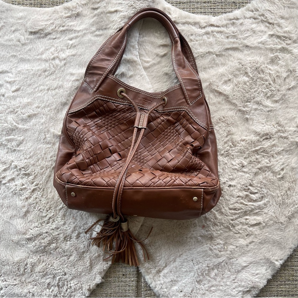 Lancel Woven Braided Leather Hobo Tote - Picture 12 of 16
